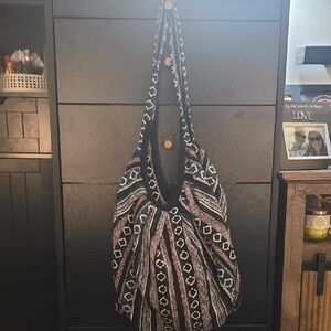 Bohemian Black and White Patterned Shoulder Bag